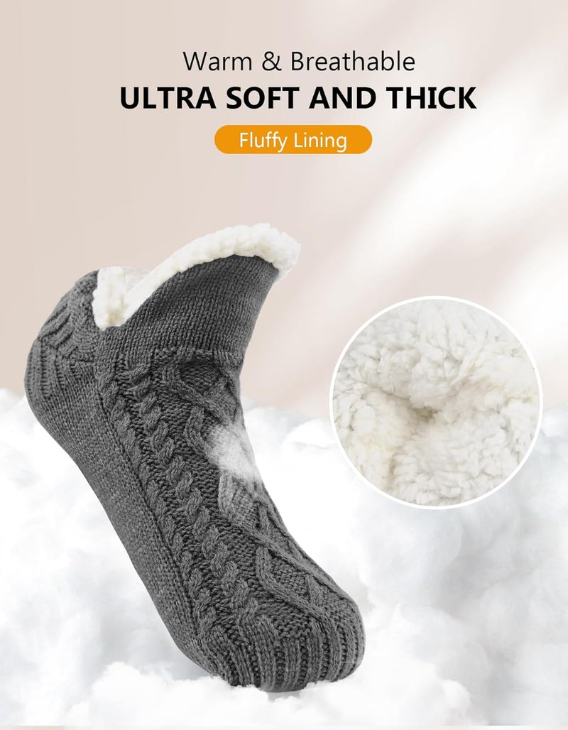 SIMIYA Winter Slipper Socks for Men Women with Grippers – Warm, Fuzzy, Fleece-Lined, Non-Slip, Cozy & Thick for Cold Weather - Image 2